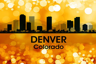 Abstract Skyline Digital Art Rights Managed Images - Denver CO 3 Royalty-Free Image by Angelina Tamez