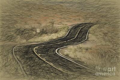 Comedian Drawings - Desert Road by Les Palenik