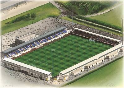 Football Painting Royalty Free Images - Deva Stadium - Chester City Royalty-Free Image by Kevin Fletcher