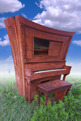Surrealism Photo Rights Managed Images - Distorted Upright Piano Royalty-Free Image by Mike McGlothlen
