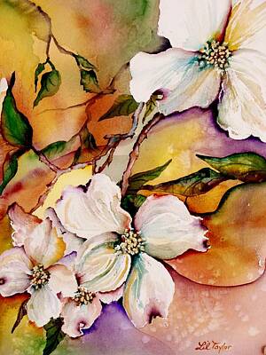 Lilies Paintings - Dogwood in Spring Colors by Lil Taylor