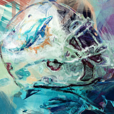 Football Digital Art - Dolphins Art by David G Paul