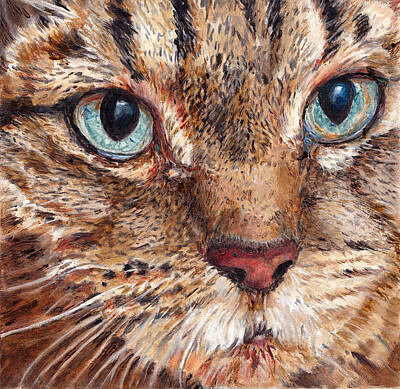 Portraits Paintings - Domestic Tabby Cat by Portraits By NC