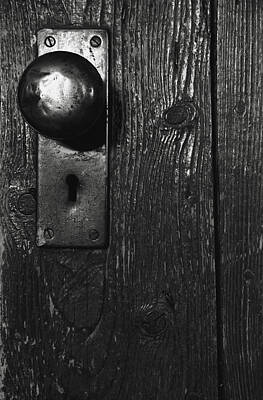 Car Design Icons - Doorknob On Old Wooden Door by Kelly Redinger