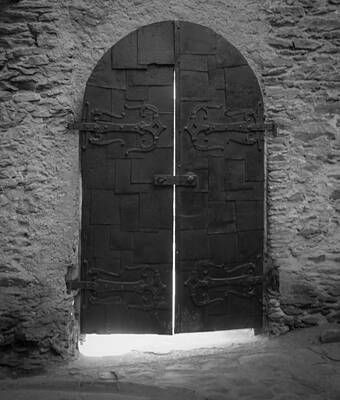 Aromatherapy Oils - Doors at Marksburg Castle 03 B W by Teresa Mucha