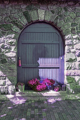 Peacock Feathers Rights Managed Images - Doorway and Stone Arch Royalty-Free Image by Randall Nyhof