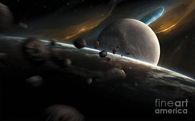Science Fiction Digital Art - Dynamic Space Scene With Incoming by Tobias Roetsch