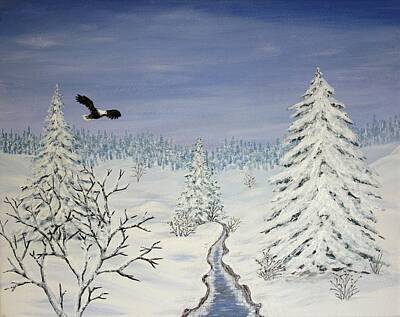From The Kitchen - Eagle on Winter Lanscape by Georgeta  Blanaru