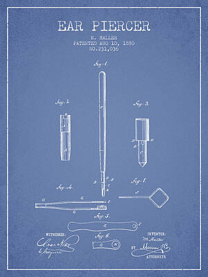 Crazy Cartoon Creatures - Ear Piercer Patent From 1880 - light blue by Aged Pixel