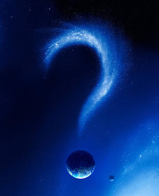 Science Fiction Royalty-Free and Rights-Managed Images - Earth and question mark from stars by Johan Swanepoel