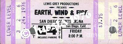 Musician Photos - Earth Wind Fire San Diego Sports Arena Ticket September 24 1976 by Jussta Jussta