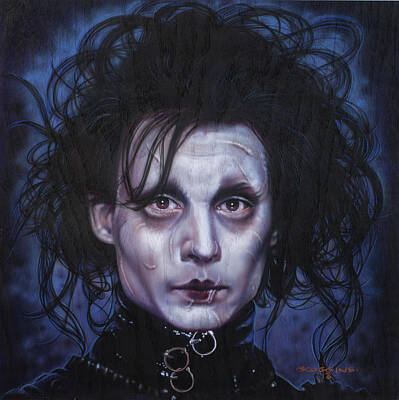 Celebrities Painting Royalty Free Images - Edward Scissorhands Royalty-Free Image by Timothy Scoggins