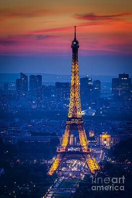 Best Sellers - Paris Skyline Royalty-Free and Rights-Managed Images - Eiffel Tower at Twilight by Brian Jannsen