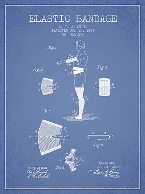 Farmhouse - Elastic Bandage Patent from 1887 - Light Blue by Aged Pixel