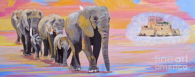 Animals Paintings - Elephant Fantasy  by Phyllis Kaltenbach