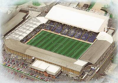 Football Painting Royalty Free Images - Elland Road - Leeds United Royalty-Free Image by Kevin Fletcher