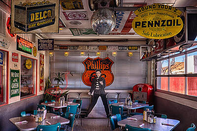 Laundry Room Signs - Elvis Presley at Albuquerques 66 Diner by Priscilla Burgers