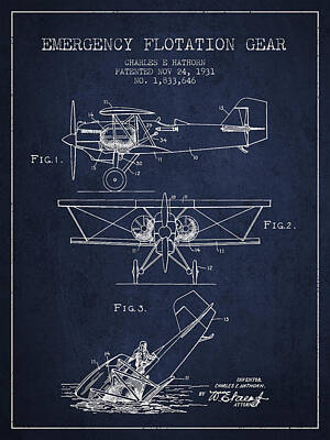 Transportation Digital Art Royalty Free Images - Emergency flotation gear patent Drawing from 1931 Royalty-Free Image by Aged Pixel