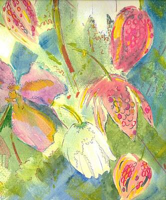 Lilies Paintings - English Wild Flowers Painting by Mike Jory