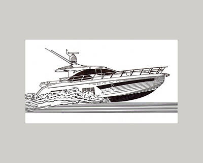 Sports Drawings - Express Sport Yacht by Jack Pumphrey