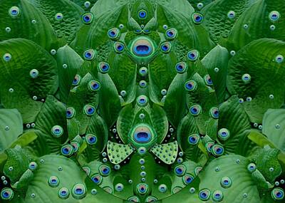 Surrealism Mixed Media Rights Managed Images - Eyes Of the Hidden Peacock Royalty-Free Image by Pepita Selles