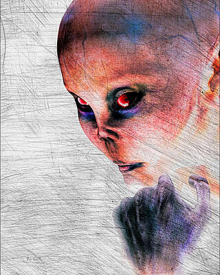 Science Fiction Digital Art Royalty Free Images - Female Alien Portrait Royalty-Free Image by Bob Orsillo
