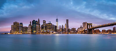 New York Skyline Royalty-Free and Rights-Managed Images - Financial District Panorama by Mihai Andritoiu