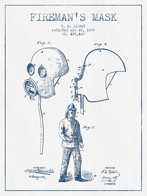 Animal Surreal - Firemans Mask Patent from 1889 - Blue Ink by Aged Pixel