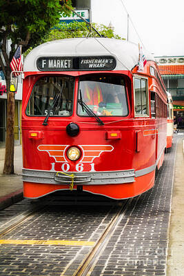 Firefighter Patents Royalty Free Images - Fishermans Wharf Trolley Royalty-Free Image by Jerry Fornarotto