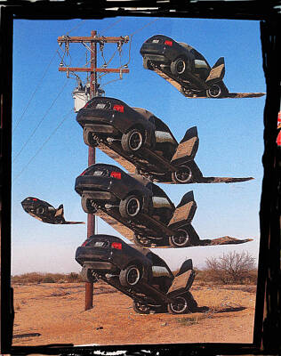 Red Foxes - Five suspended cars collage Arizona City Arizona 2005-2010 by David Lee Guss