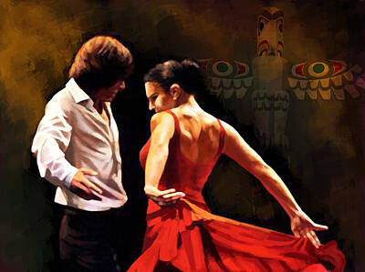 Jazz Painting Royalty Free Images - Flamenco Dancer 012 Royalty-Free Image by Catf
