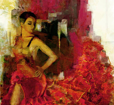 Jazz Paintings - Flamenco Dancer 024 by Catf