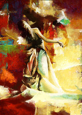 Jazz Paintings - Flamenco Dancer 032 by Catf
