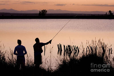 Steven Krull Royalty-Free and Rights-Managed Images - Fly Fishing with Girlfriend by Steven Krull