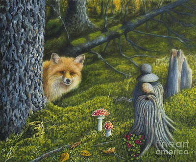 Animals Paintings - Forest life by Veikko Suikkanen