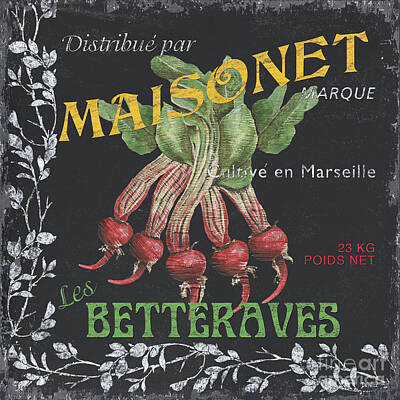 Food And Beverage Paintings - French Veggie Labels 2 by Debbie DeWitt