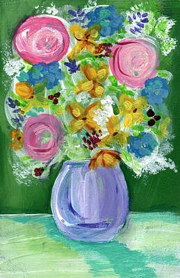 Royalty-Free and Rights-Managed Images - Fresh Flowers- Painting by Linda Woods