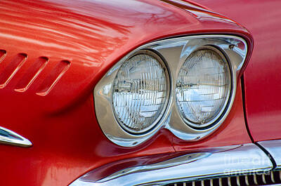 Amy Weiss - Front lights on 1958 Chevrolet  by Les Palenik