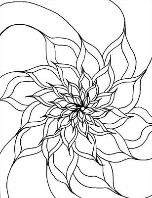 Abstract Flowers Drawings - Full Bloom Iii by Anita Lewis