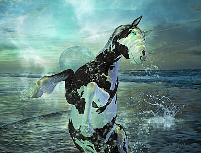 Beach Mixed Media Rights Managed Images - Full Moon Twist and Shout Royalty-Free Image by Betsy Knapp