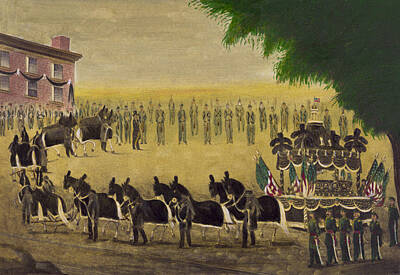 Politicians Drawings - Funeral car of President Lincoln circa 1879 by Aged Pixel