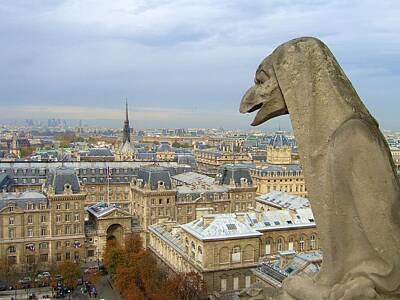 Paris Skyline Photos - Paris - Gargoyle and Saint Chapelle by Scott Carda