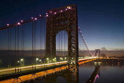 Politicians Photo Royalty Free Images - George Washington Bridge in Pink Royalty-Free Image by Eduard Moldoveanu