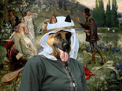 Grateful Dead Royalty Free Images - German Shepherds Canvas Print - Scene of the Narration of the Decameron Royalty-Free Image by Sandra Sij