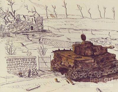 In Flight - German tank at Le Mesnil by David Neace