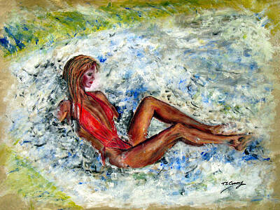 Food And Beverage Signs - Girl in a red Swimsuit by Tom Conway