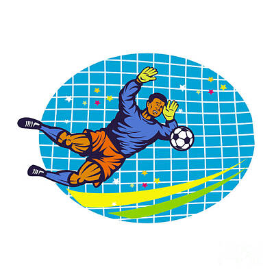 Football Digital Art - Goalie Soccer Football Player Retro by Aloysius Patrimonio