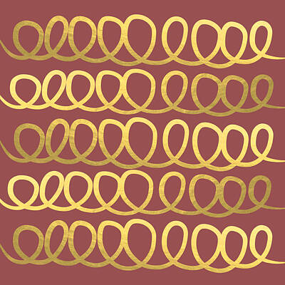 Royalty-Free and Rights-Managed Images - Gold and Marsala Loops by Linda Woods