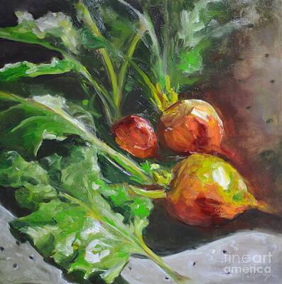 Abstract Oil Paintings Color Pattern And Texture - Golden Beets by Lori Pittenger