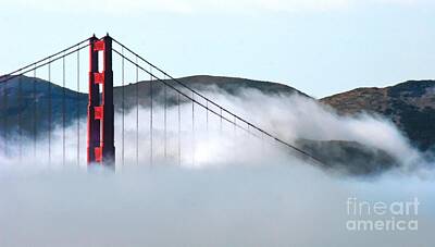 Airplane Paintings Royalty Free Images - Golden Gate Bridge Cloud Cover Royalty-Free Image by Tap On Photo
